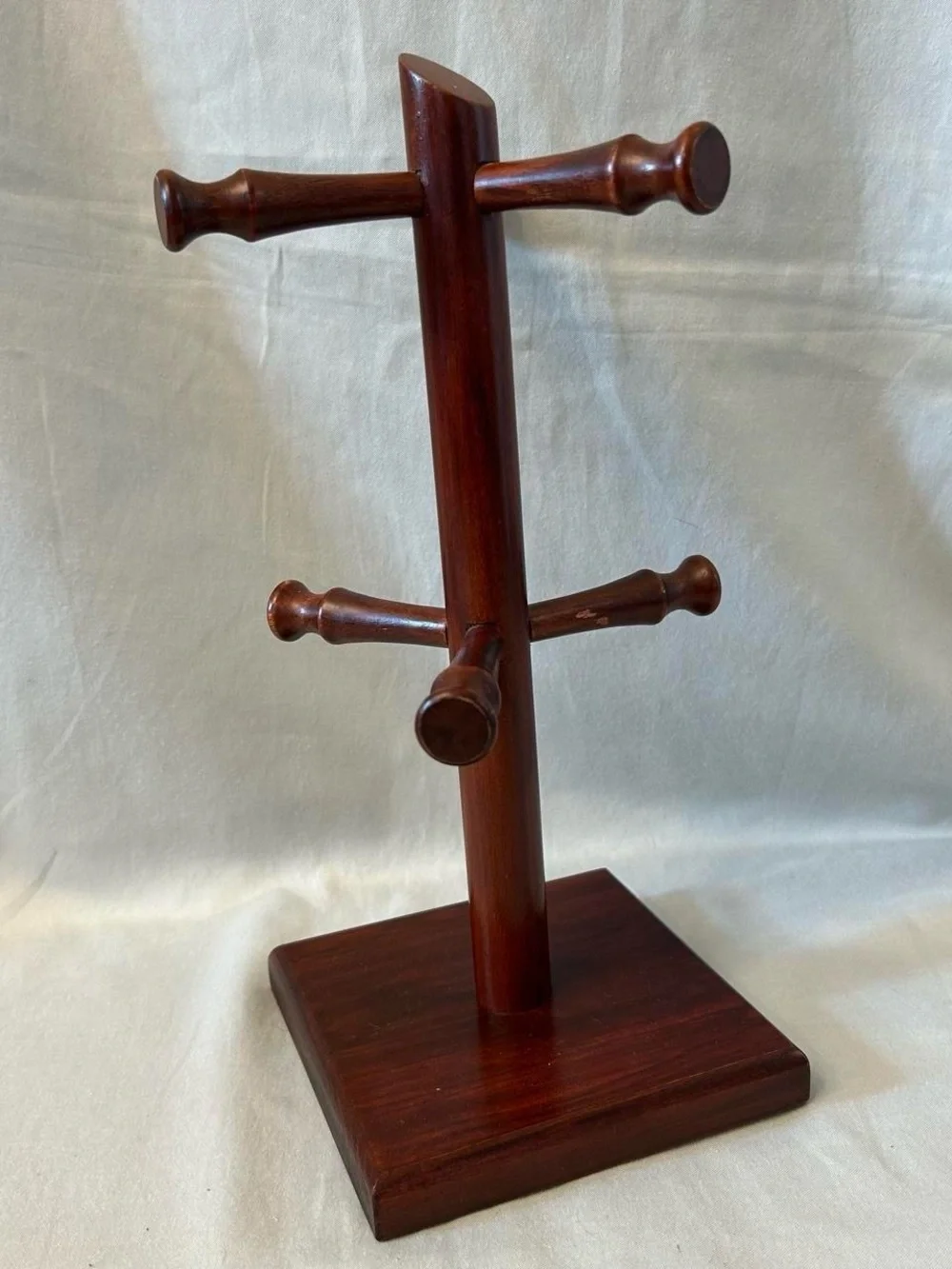 Vintage Grannycore Cottagecore Cherry Wood Six (6) Cup Mug Tree